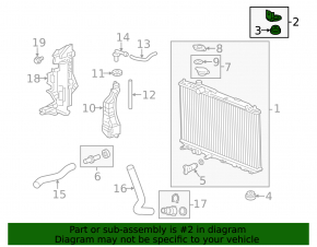 Radiator cushion upper left Acura ILX 13- rubber + metal