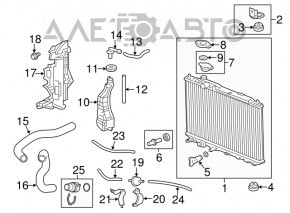 Radiator cushion upper left Acura ILX 13- rubber + metal