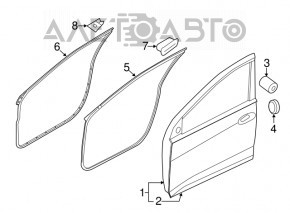 Door bare front left Hyundai Elantra UD 11-16