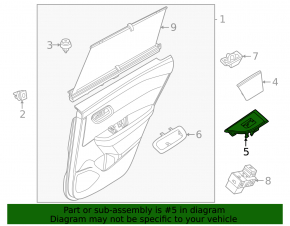 Rear Right Window Regulator Trim Nissan Rogue 21-23 JP built, Black