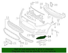 Bumper grille left Ford Fiesta 14-19 rest without fog lights, scratch
