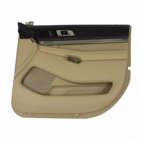Door trim card front right Ford Explorer 16-17 rest, beige, cloth insert, leather armrest, needs cleaning, plastic turned white, scratches