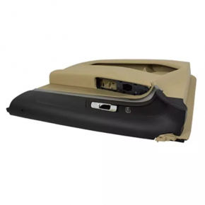 Door trim card front right Ford Explorer 16-17 rest, beige, cloth insert, leather armrest, needs cleaning, plastic turned white, scratches