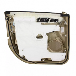 Door trim card front right Ford Explorer 16-17 rest, beige, cloth insert, leather armrest, needs cleaning, plastic turned white, scratches