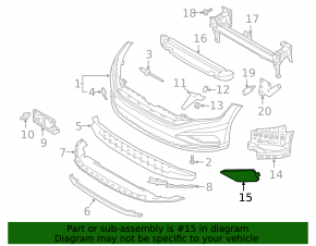 Bumper grille right VW Jetta 19- under fog lights