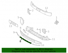 Volvo XC90 25-26 chrome front bumper lower grille molding, center, type 2