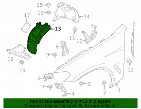 Front right mudguard middle part BMW X3 G01 18-21