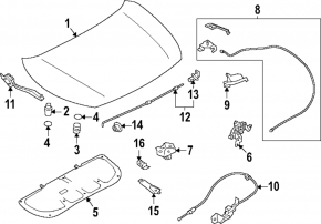 Subaru XV Crosstrek 18-23 Hood Release Lever Under Hood, With Cable