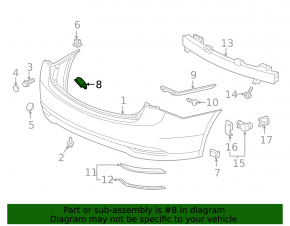 Rear bumper mount left inner Acura TLX 15-