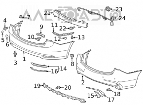 Rear bumper mount left inner Acura TLX 15-