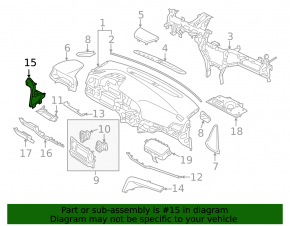Left lower side front panel trim for Hyundai Elantra AD 19-20, black