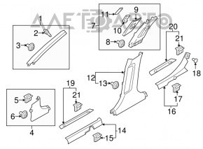 Door sill outer front left Kia Optima 16-20 black, worn