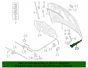 Left windshield wiper grille seal Audi A3 22-26