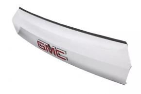 GMC Terrain 10-15 pre-rest trunk door molding chrome under camera with emblem, peeling chrome