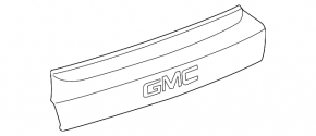 GMC Terrain 10-15 pre-rest trunk door molding chrome under camera with emblem, peeling chrome