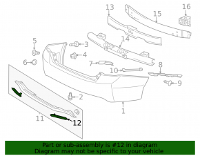 Right rear bumper reflector for Honda Accord 2013-2015
