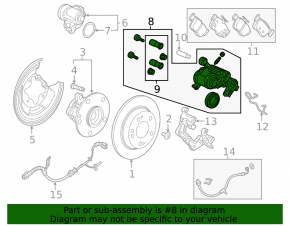Rear left caliper Honda Civic X FC 16-21 rusty