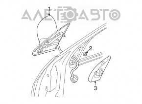 Side mirror left Dodge Neon 93-05, 3 pins, structure, scratches