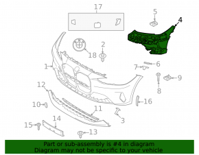 Right front bumper mount, inner frame, BMW 4 Series G22 G26 21-25