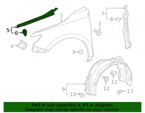 Seal wing hood-wing right Toyota Camry v55 15-17 usa