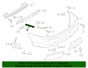 Left outer rear bumper mount for Subaru Ascent 19-26