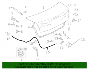 Mitsubishi Lancer 10-17 trunk lid lock cable
