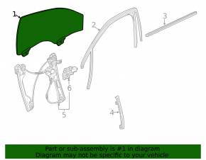 Front left door glass Chevrolet Impala 14-20