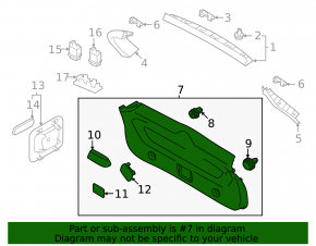 Black lower trunk lid trim for Subaru Forester 25-26