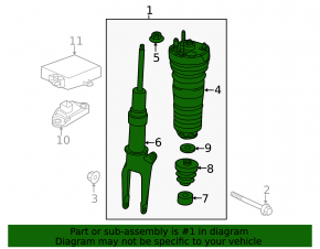 Front right air shock absorber Porsche Panamera 14-16 AWD complete with automatic inflation