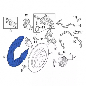 Brake Disc Cover Rear Left Ford Edge 15-18
