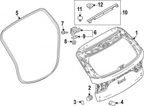 The trunk door is bare for a Mazda CX-90 2020 model year.