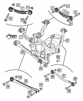 Trunnion with hub rear right Dodge Charger 11- awd