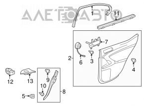 Interior door trim, upper rear left, Lexus IS250 IS350 06-13