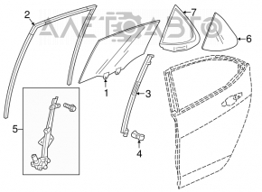 Door glass triangle with seal rear right Acura TLX 15-