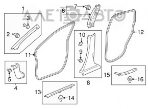 Center pillar trim lower right Honda CRV 17-22 black
