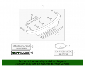 Emblem inscription Outback trunk door Subaru Outback 10-14