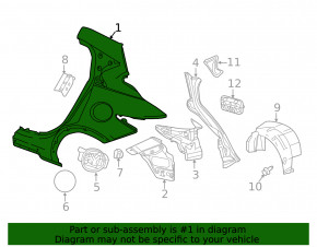 Quarter wing rear left Infiniti QX30 17-19