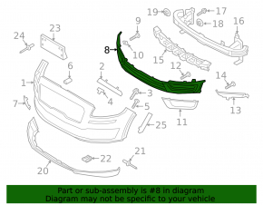Lower grille of the front bumper Lincoln Nautilus 19-23 for parking sensors