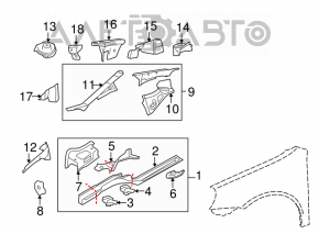 Side member front right VW Jetta 11-14 USA