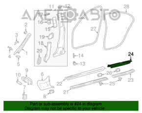 Mercedes W211 black rear right door sill trim