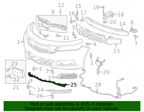 Front Bumper Lip Central Chevrolet Impala 14-20