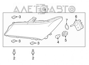 Headlight front right bare Acura MDX 14-16 prerest