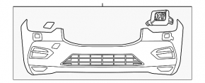 Front bumper bare Volvo XC60 18-21 without parking sensors and headlight washers