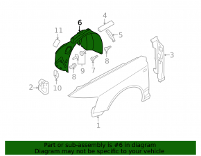 Front left fender liner Audi A6 09-11