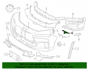 Front bumper mount, left upper wing, BMW 7 G70 23-25 M package