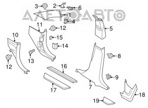 Inner rear left door sill trim BMW X3 F25 11-17 black, broken fastening
