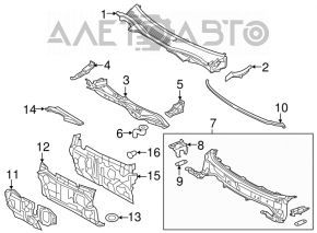 Plastic windshield wiper grille for Toyota Camry V55 2015-2017 (USA)
