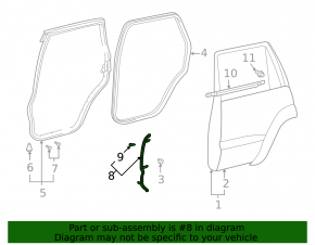 Lexus GX 03-09 front rear right side door seal