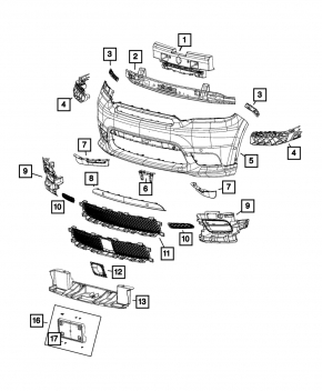 Front bumper reinforcement Dodge Durango 11- under radar