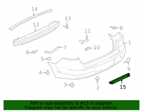 Rear left reflector for Mitsubishi Lancer 10-17
